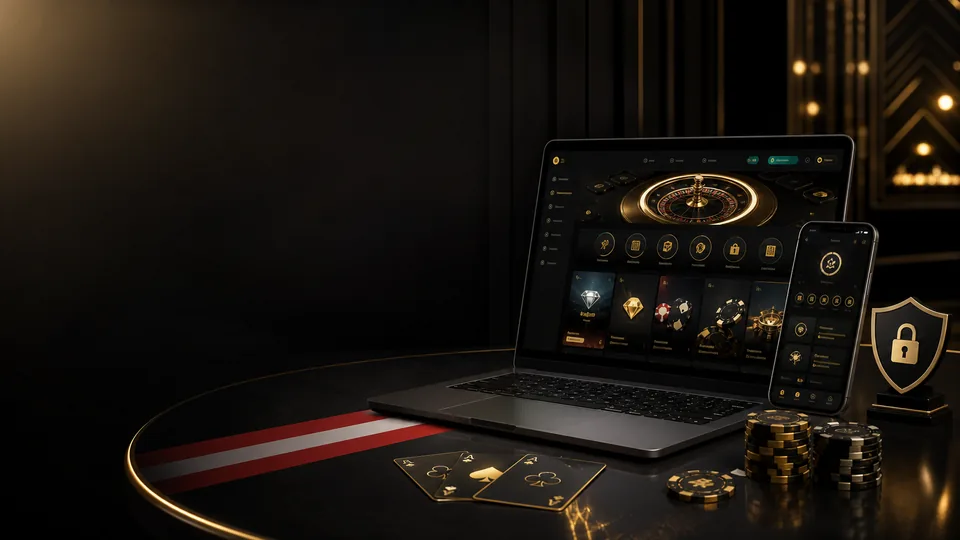 RoyalXO Casino Startseite mit dunklem Gold-Design